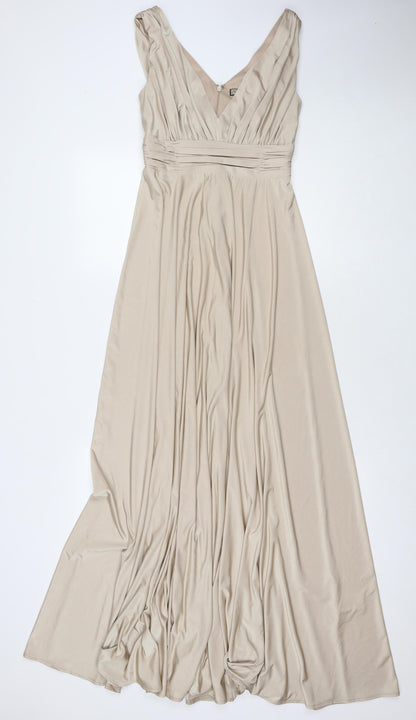 BiBA Womens Beige Polyester Maxi Size 8 V-Neck Zip
