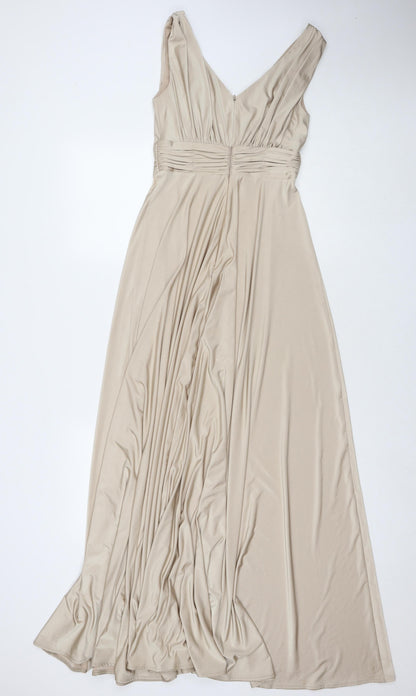 BiBA Womens Beige Polyester Maxi Size 8 V-Neck Zip