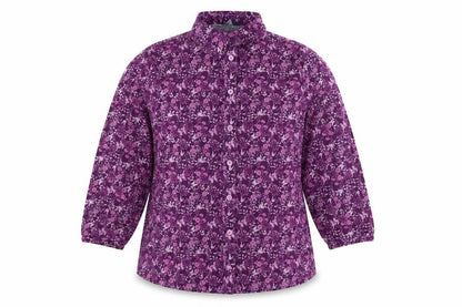 EWM Womens Pink Floral Viscose Basic Button-Up Size 10 Round Neck