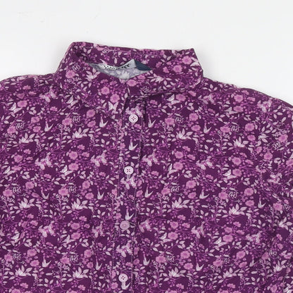 EWM Womens Pink Floral Viscose Basic Button-Up Size 10 Round Neck