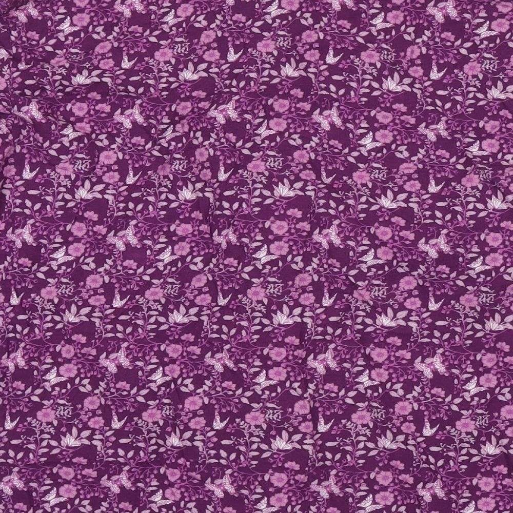 EWM Womens Pink Floral Viscose Basic Button-Up Size 10 Round Neck