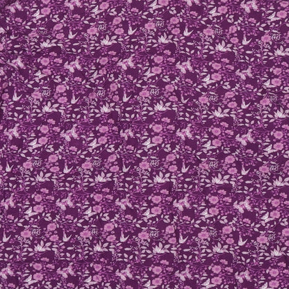 EWM Womens Pink Floral Viscose Basic Button-Up Size 10 Round Neck