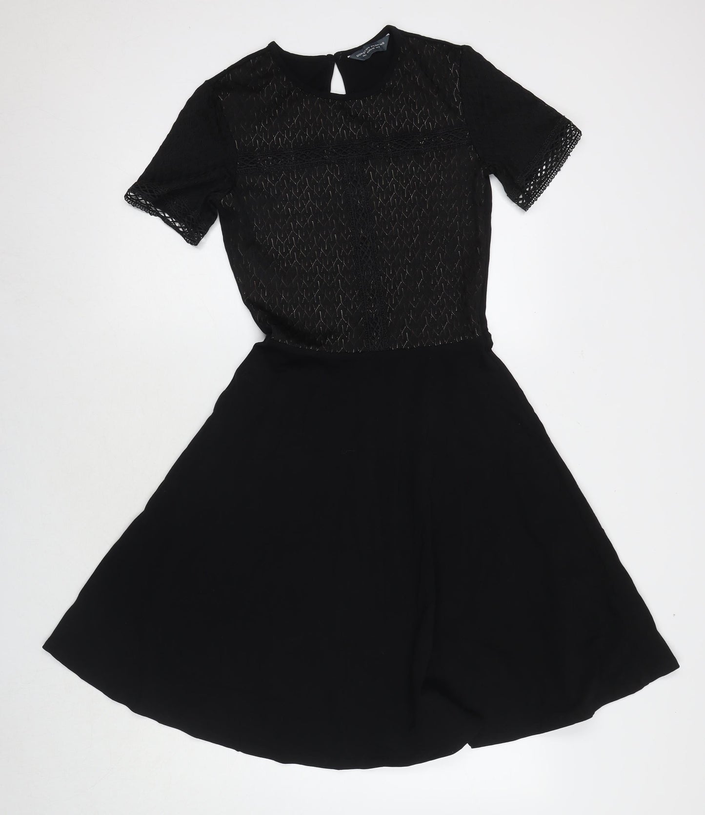 Dorothy Perkins Womens Black Geometric Cotton A-Line Size 8 Round Neck Pullover