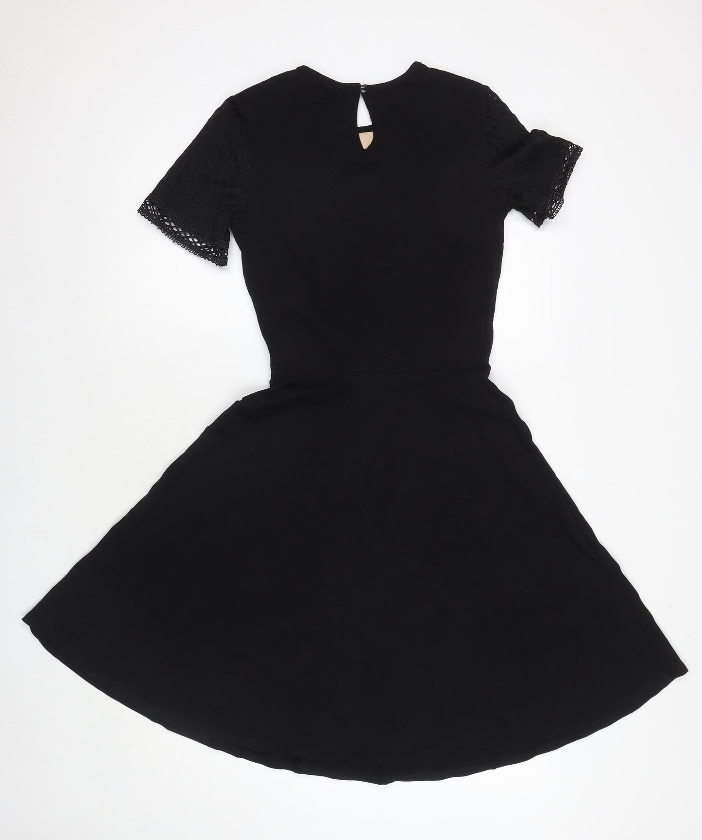 Dorothy Perkins Womens Black Geometric Cotton A-Line Size 8 Round Neck Pullover