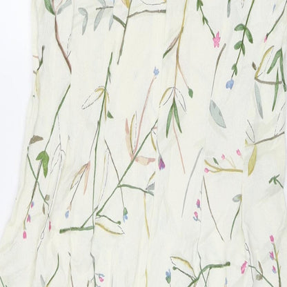 Monsoon Womens Beige Floral Polyester A-Line Size 10 Round Neck Zip