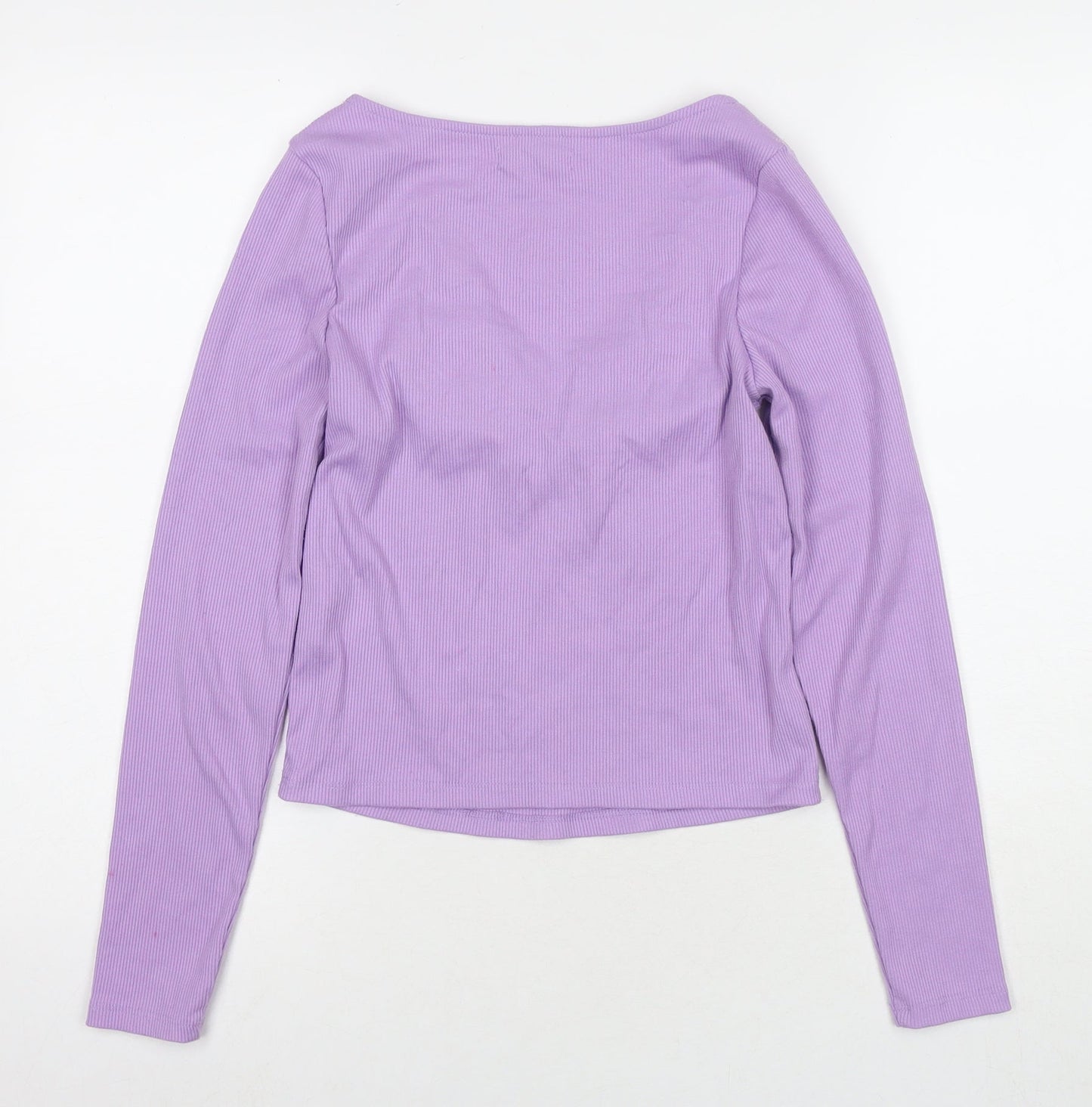 Reversed Womens Purple Cotton Jersey T-Shirt Size L V-Neck
