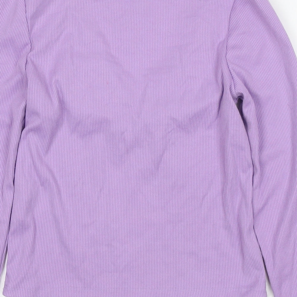 Reversed Womens Purple Cotton Jersey T-Shirt Size L V-Neck