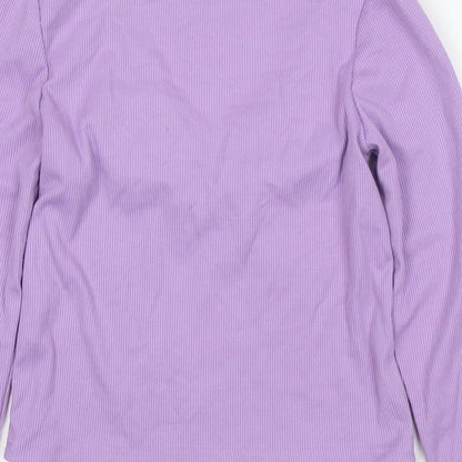 Reversed Womens Purple Cotton Jersey T-Shirt Size L V-Neck
