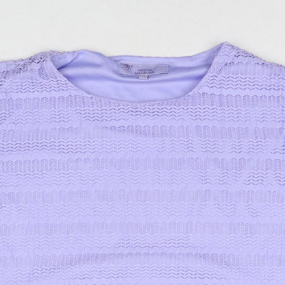 EWM Womens Purple Nylon Basic T-Shirt Size 18 Round Neck