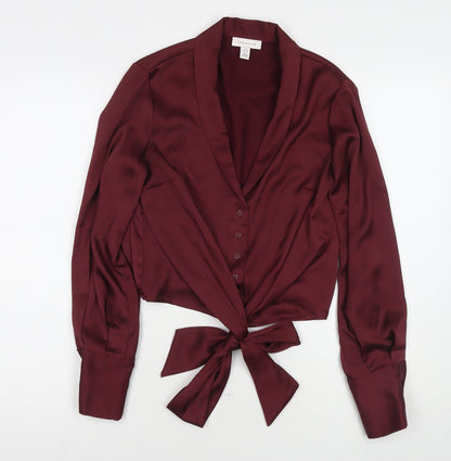 Womens UK Size 8 Topshop Red Basic Button-Up