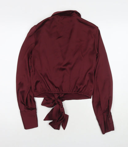 Womens UK Size 8 Topshop Red Basic Button-Up