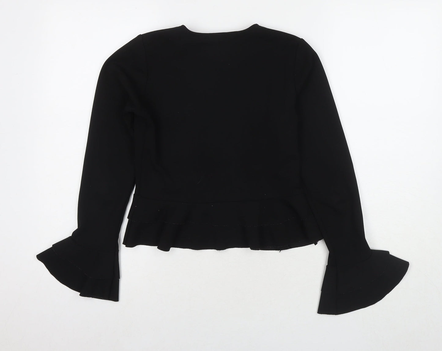 I SAW IT FIRST Womens Black Polyester Basic Blouse Size 8 Round Neck