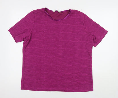 EWM Womens Pink Polyester Basic T-Shirt Size L Round Neck