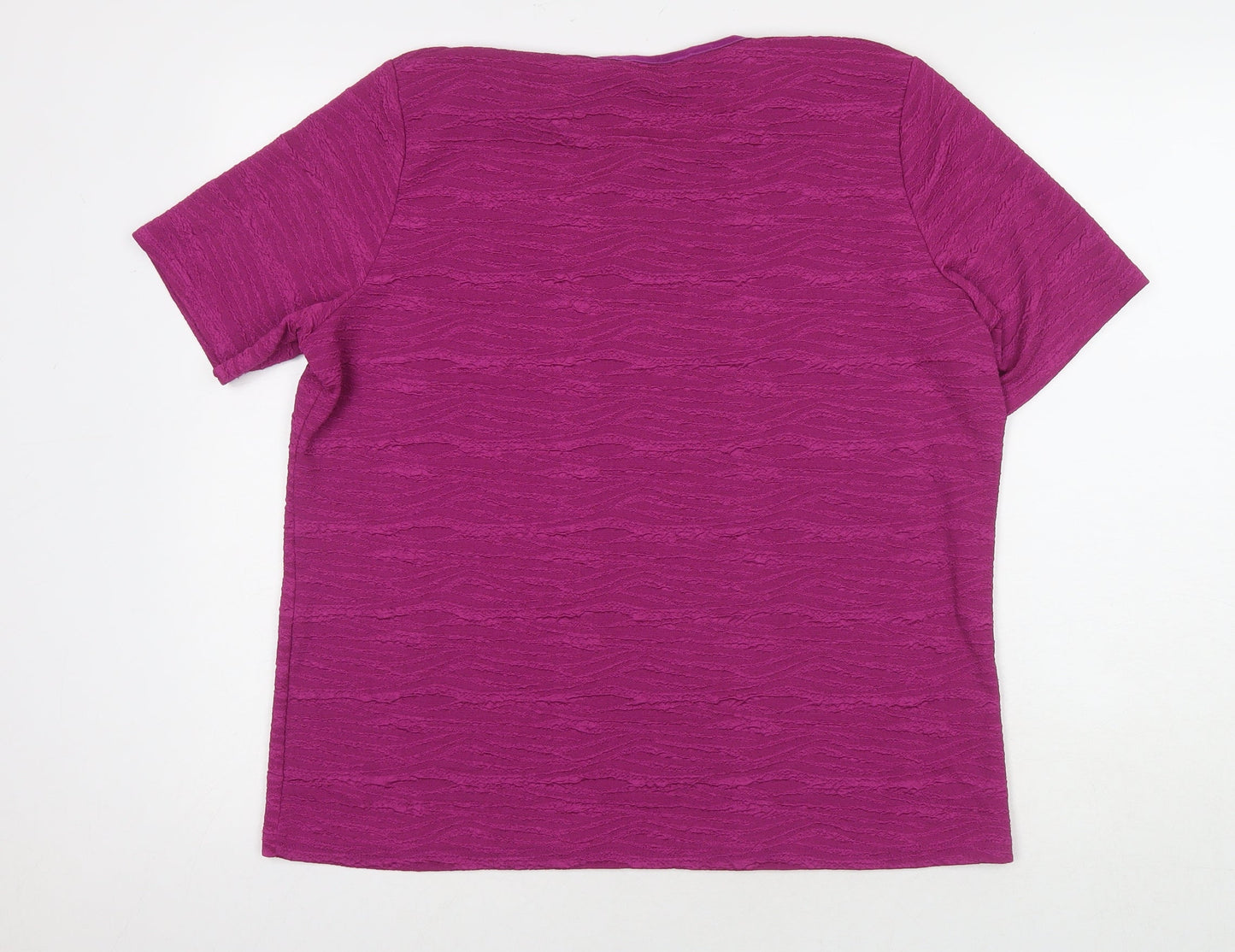 EWM Womens Pink Polyester Basic T-Shirt Size L Round Neck