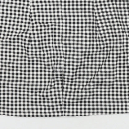 H&M Womens Black Check Cotton A-Line Skirt Size 8 Button