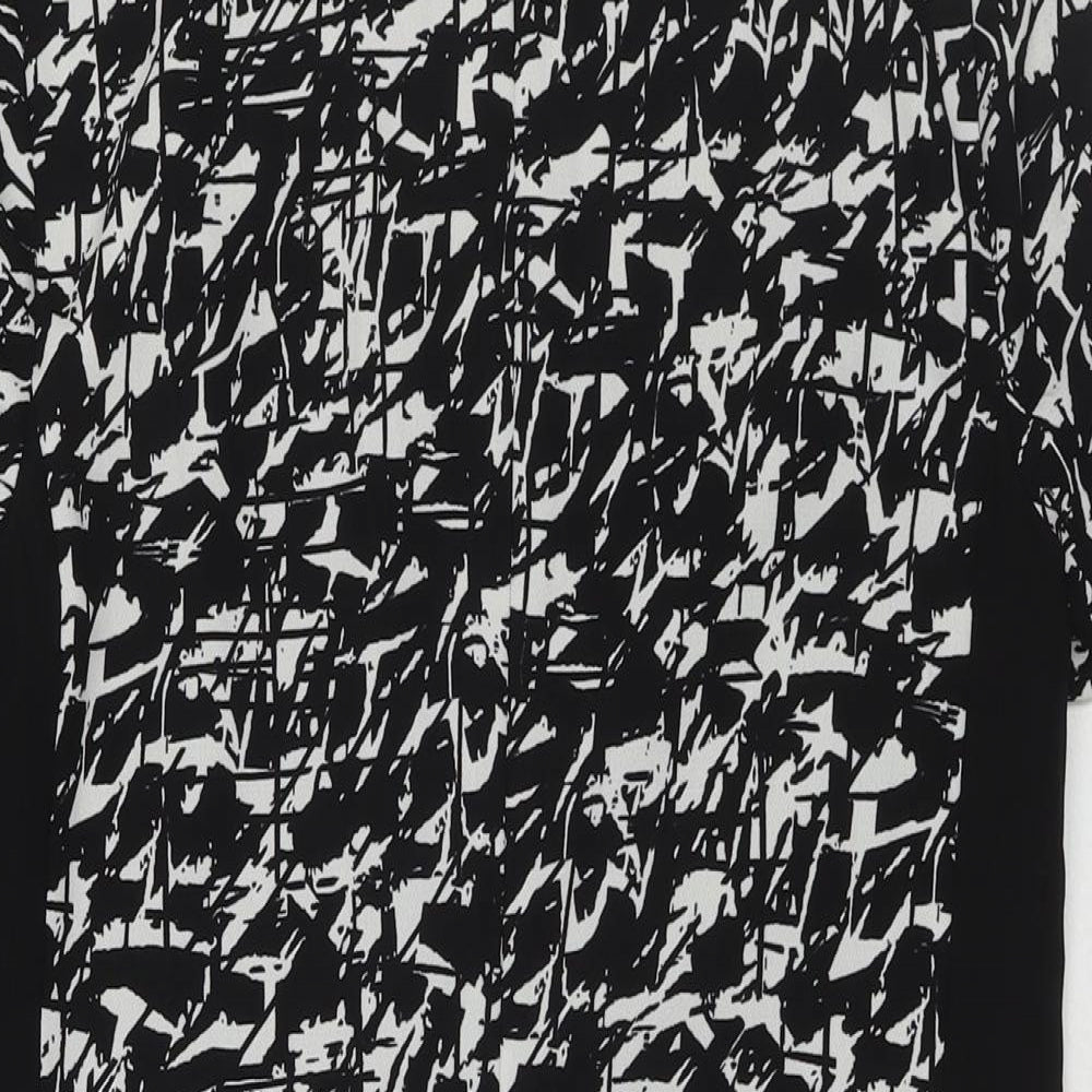 Marks and Spencer Womens Black Geometric Polyester A-Line Size 10 Round Neck Zip