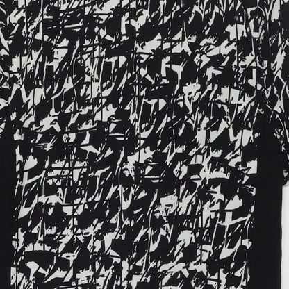 Marks and Spencer Womens Black Geometric Polyester A-Line Size 10 Round Neck Zip