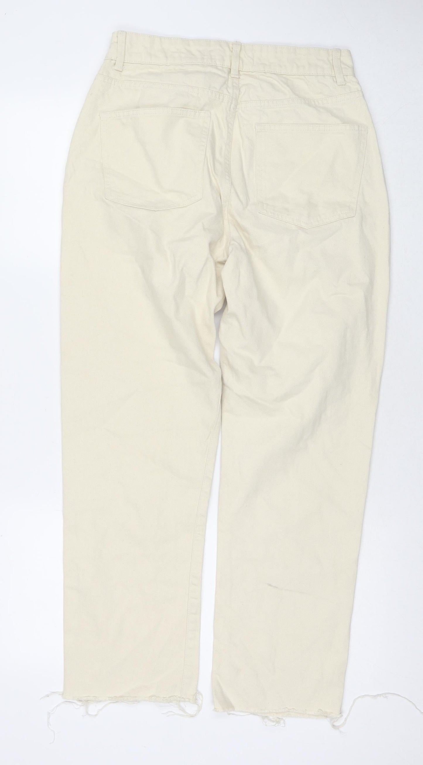 Denim & Co. Womens Ivory Cotton Cropped Jeans Size 12 L27 in Regular Zip