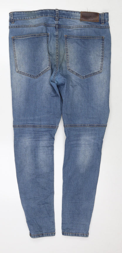 Mens UK Size 36 in Condemned Nation Regular Fit Skinny Blue Jeans