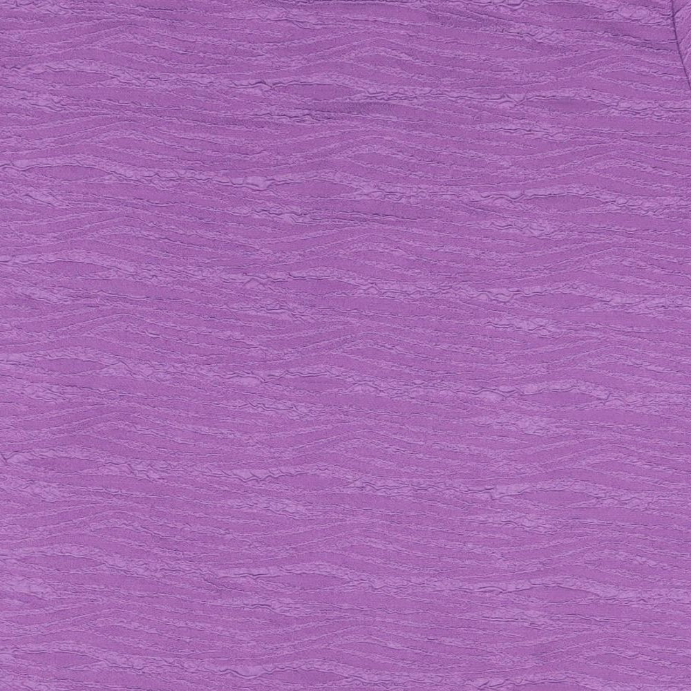 EWM Womens Purple Polyester Basic T-Shirt Size L Round Neck