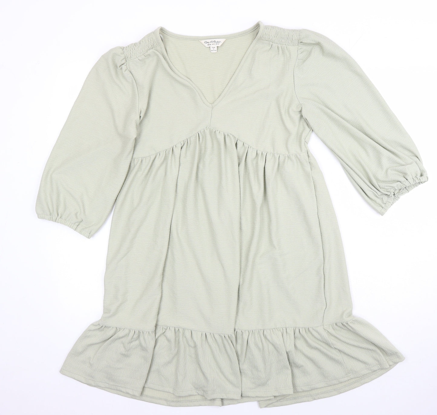 Miss Selfridge Womens Green Polyester Tunic Blouse Size 12 V-Neck