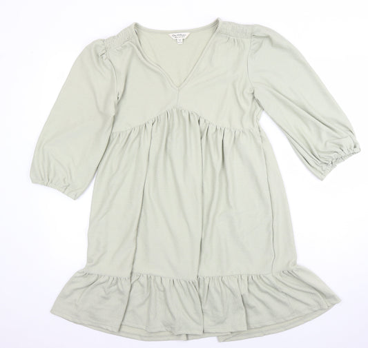 Miss Selfridge Womens Green Polyester Tunic Blouse Size 12 V-Neck