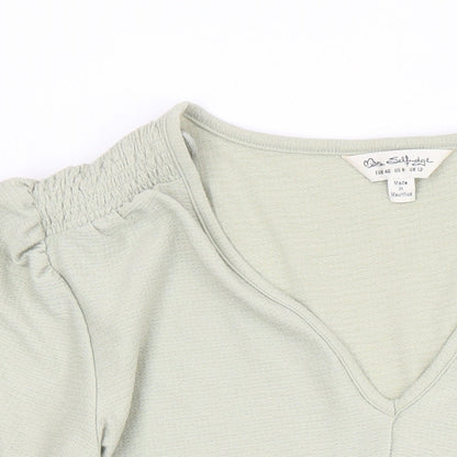 Miss Selfridge Womens Green Polyester Tunic Blouse Size 12 V-Neck