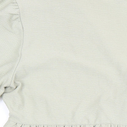 Miss Selfridge Womens Green Polyester Tunic Blouse Size 12 V-Neck