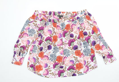INC Womens Multicoloured Floral Polyester Tunic Blouse Size XL Off the Shoulder