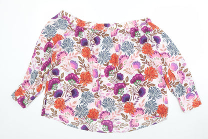 INC Womens Multicoloured Floral Polyester Tunic Blouse Size XL Off the Shoulder