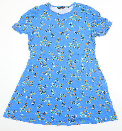 M&S Collection Womens Multicoloured Floral Viscose A-Line Size 16 Round Neck