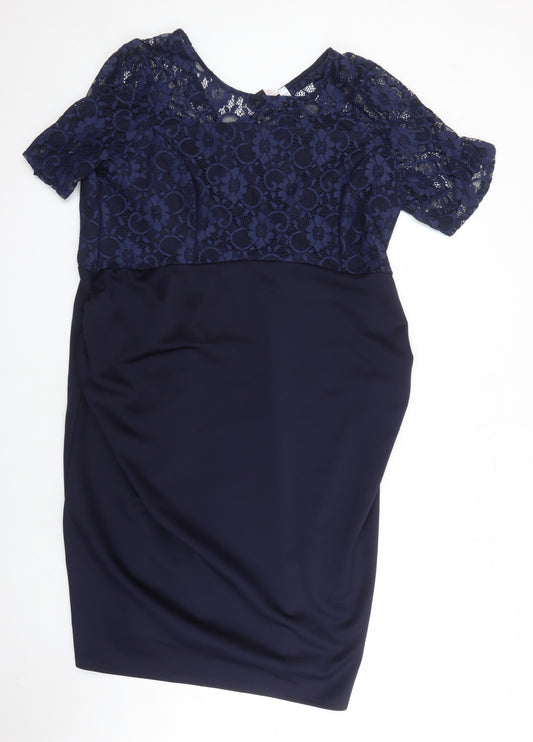 Dorothy Perkins Womens Blue Nylon A-Line Size 22 Round Neck Zip - Maternity