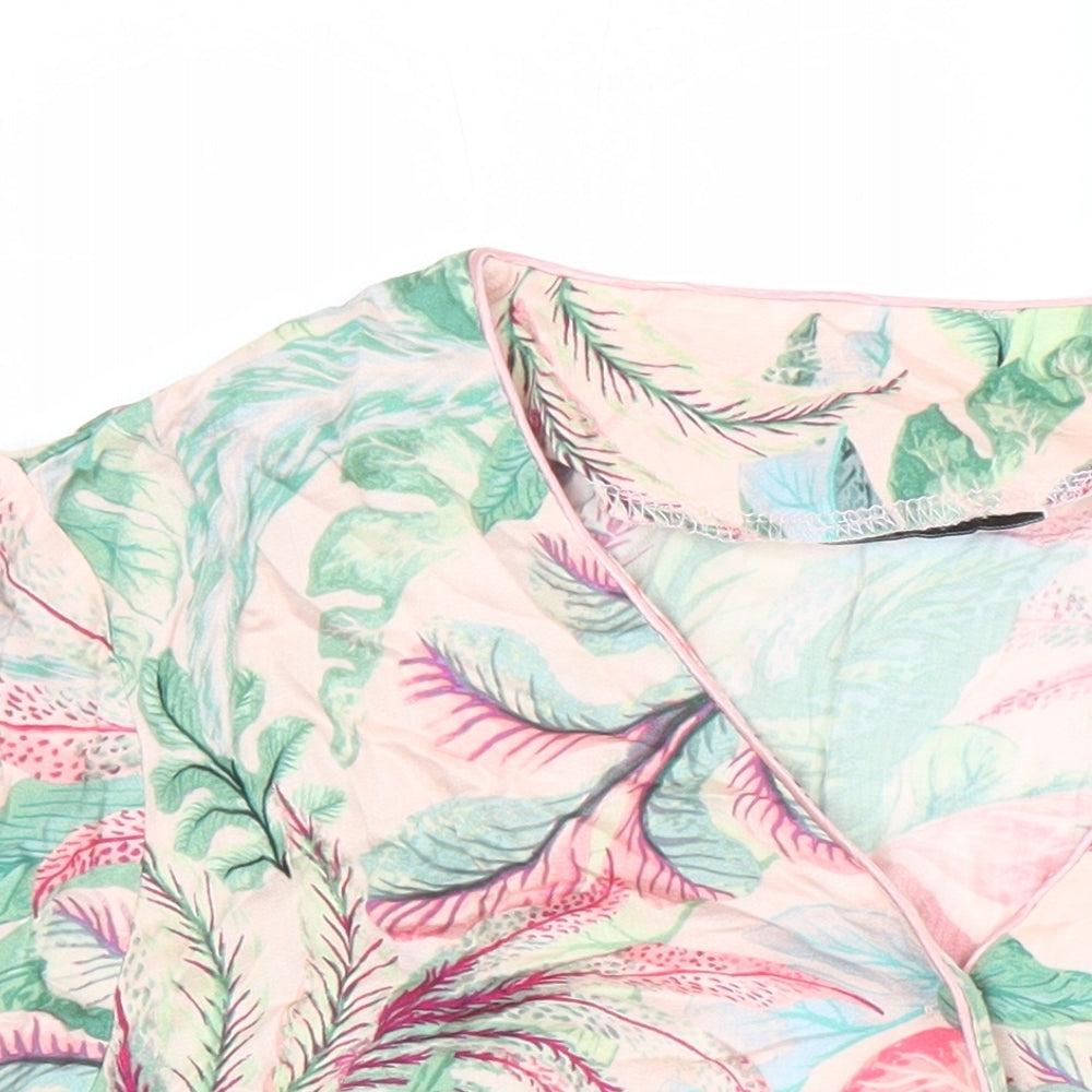 Pretty Secrets Womens Multicoloured Floral Viscose Kimono Pyjama Top Size 12 Button