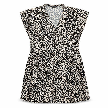 Blue Chameleon Womens Multicoloured Animal Print Polyester Blend A-Line Size 16 V-Neck Button - Pockets