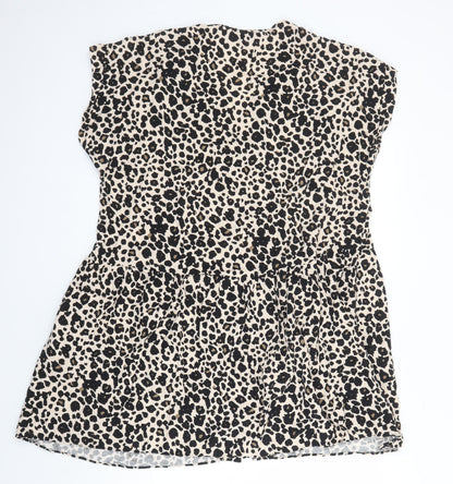 Blue Chameleon Womens Multicoloured Animal Print Polyester Blend A-Line Size 16 V-Neck Button - Pockets