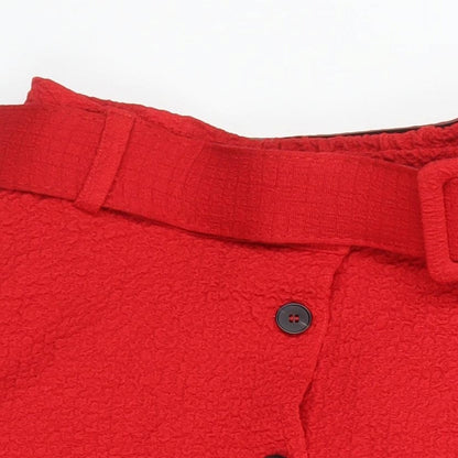 FRNCH Paris Womens Red Polyester A-Line Skirt Size S Zip - Elasticated Waist with belt