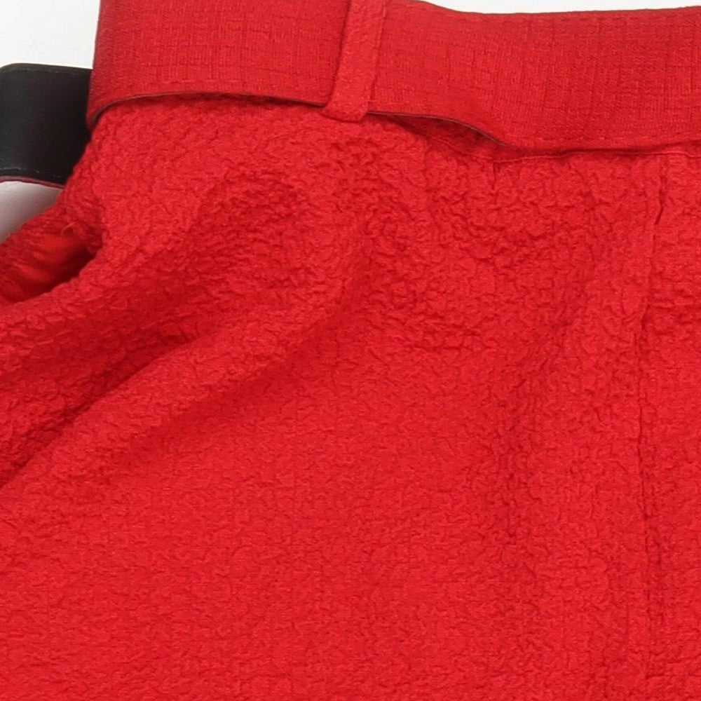 FRNCH Paris Womens Red Polyester A-Line Skirt Size S Zip - Elasticated Waist with belt