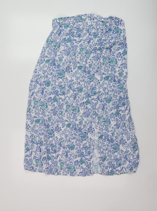 Per Una Womens Blue Floral Viscose A-Line Skirt Size 12 Zip