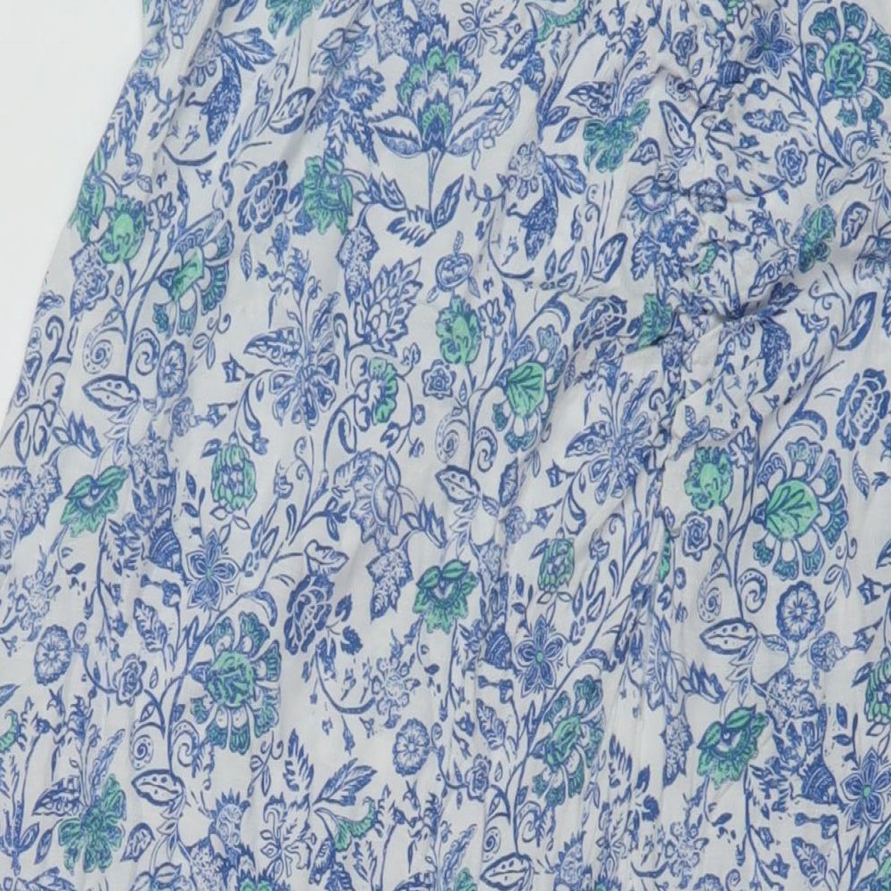 Per Una Womens Blue Floral Viscose A-Line Skirt Size 12 Zip