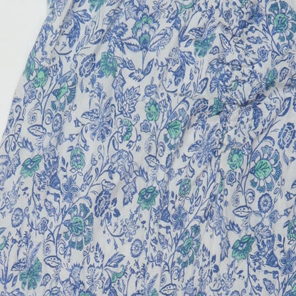 Per Una Womens Blue Floral Viscose A-Line Skirt Size 12 Zip