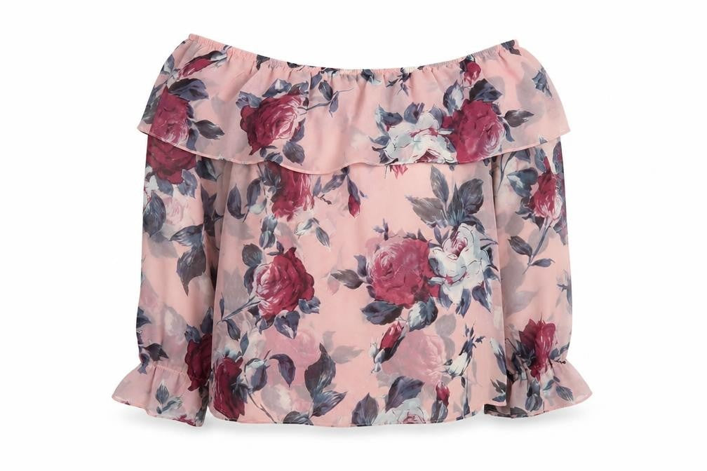 Lipsy Womens Pink Floral Polyester Basic Blouse Size 10 Square Neck