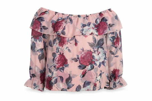 Lipsy Womens Pink Floral Polyester Basic Blouse Size 10 Square Neck