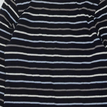 Cotton Traders Womens Blue Striped Cotton A-Line Size 10 Round Neck Pullover