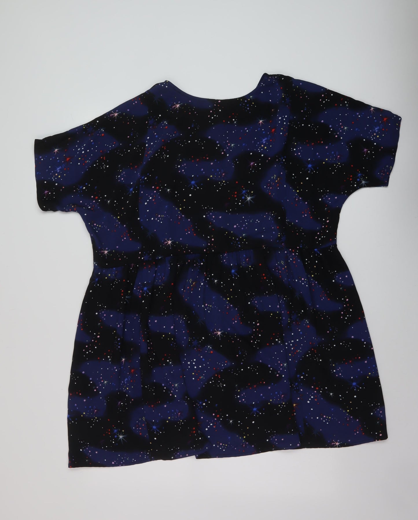 Monki Womens Black Geometric Polyester A-Line Size S Round Neck Button