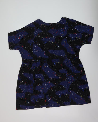 Monki Womens Black Geometric Polyester A-Line Size S Round Neck Button