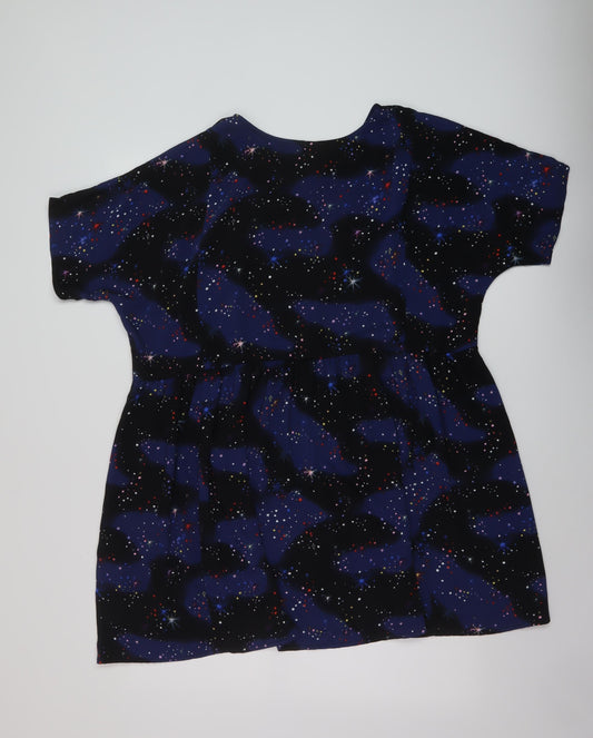 Monki Womens Black Geometric Polyester A-Line Size S Round Neck Button