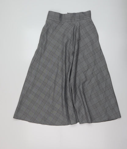 Marks and Spencer Womens Grey Plaid Polyester A-Line Skirt Size 6 Zip