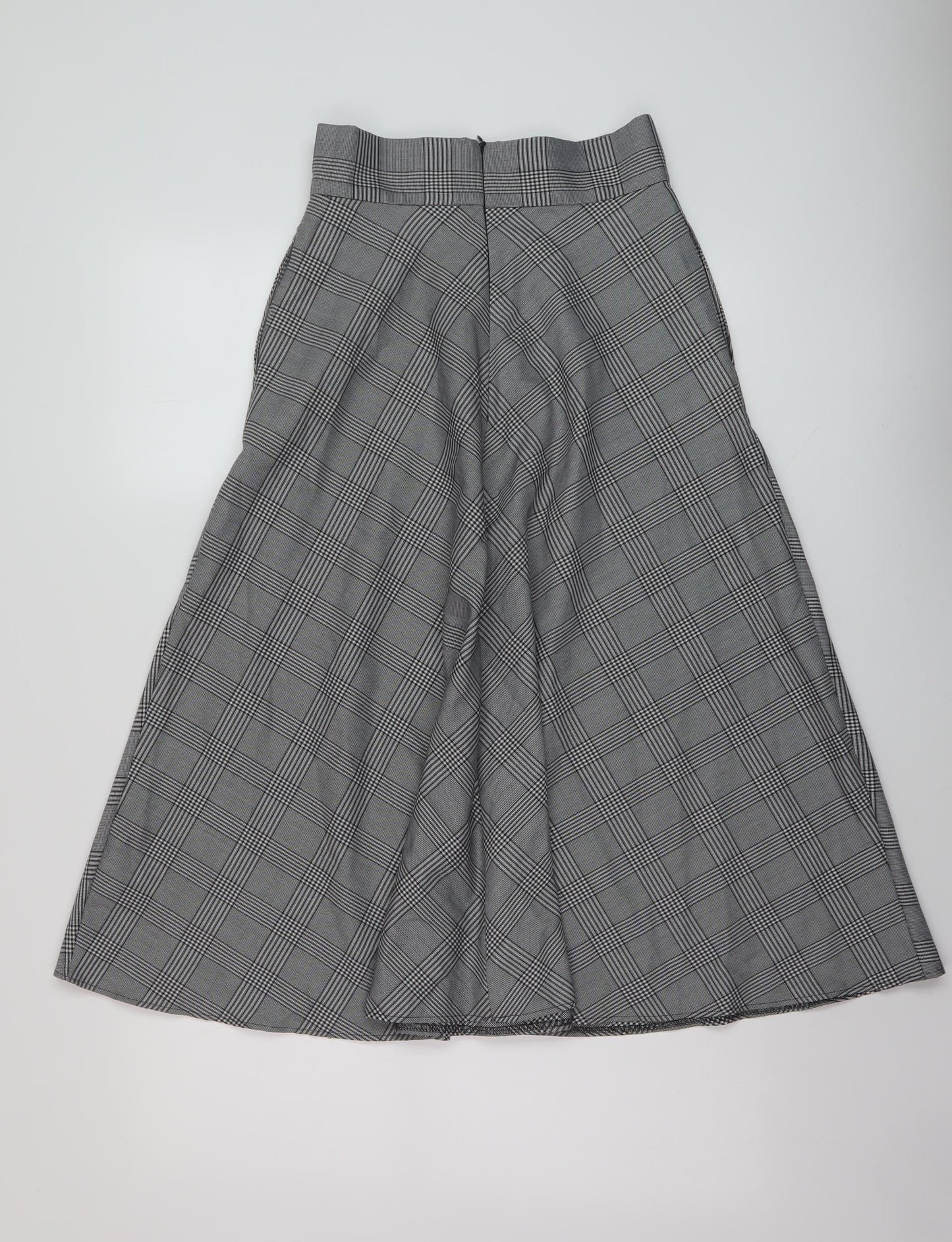 Marks and Spencer Womens Grey Plaid Polyester A-Line Skirt Size 6 Zip