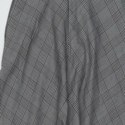 Marks and Spencer Womens Grey Plaid Polyester A-Line Skirt Size 6 Zip
