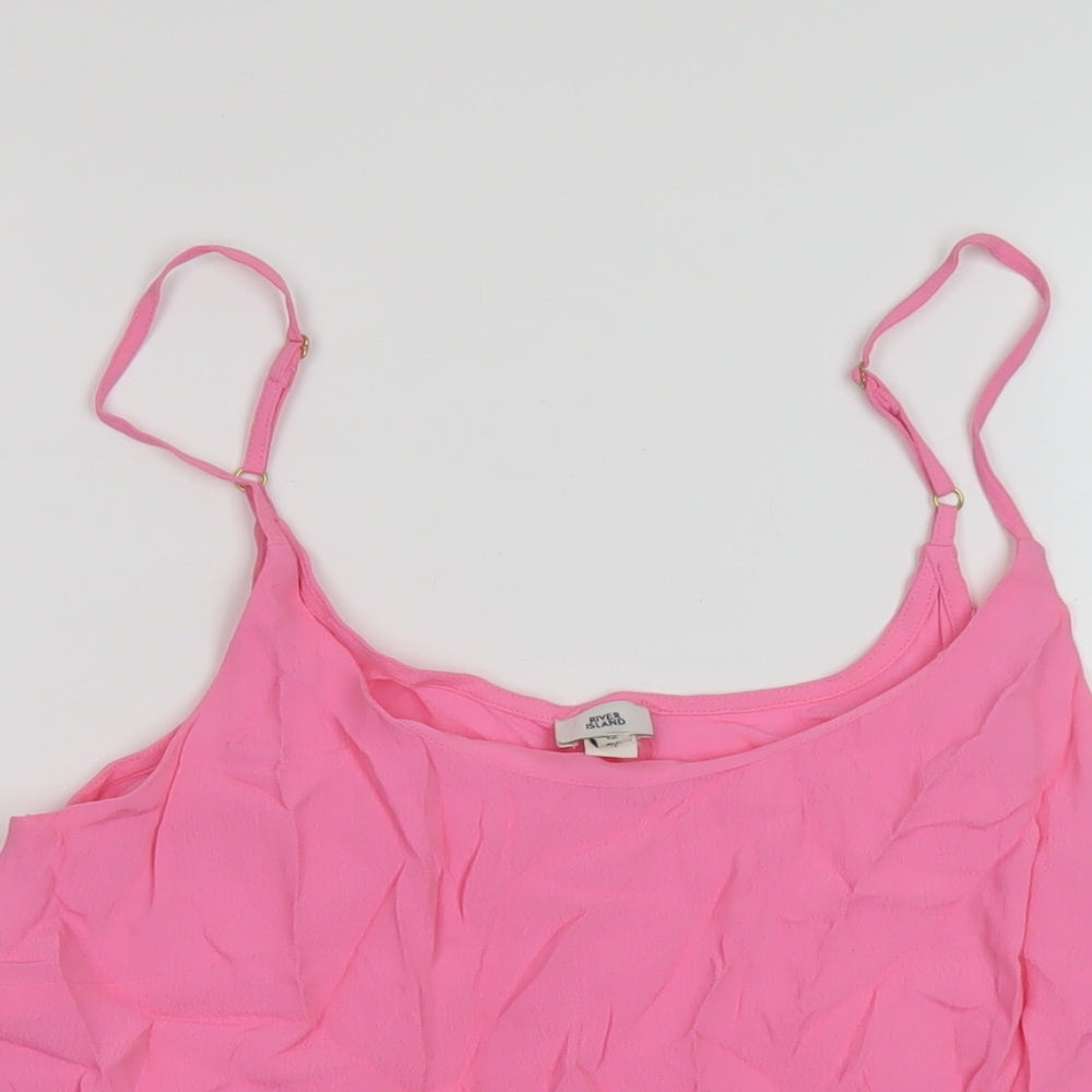 Womens UK Size 12 River Island Pink Basic T-Shirt